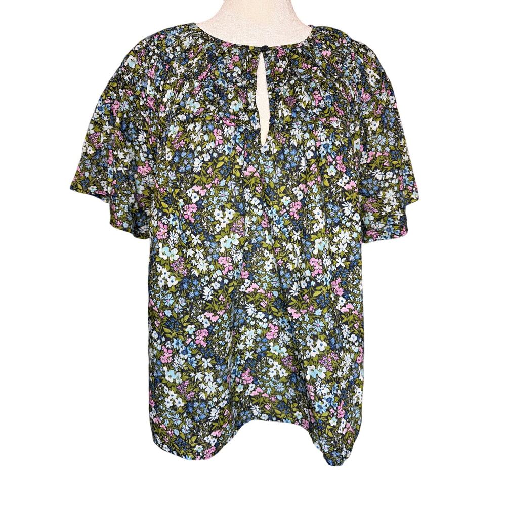 Old Navy Shirred Flutter-Sleeve Top Women’s XL Sleeve Blouse